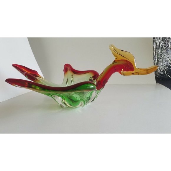 Vintage Murano Art Glass Duck in flight Dish Bowl Figurine 13" long - Picture 3 of 10